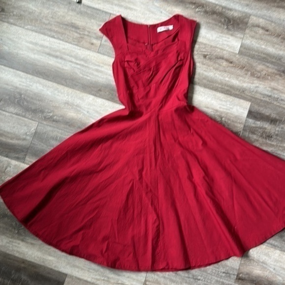 Muxxn dress vintage style 1950's red fit and flare size small pin up dress - Picture 1 of 13